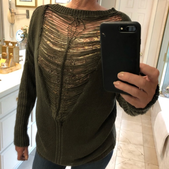 FREE with purchase: Sweater with cutout back/front, olive green, Sz S - Picture 5 of 10